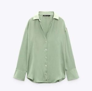 Zara flowy satin button down